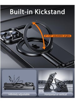 ICARLUS Titanium Frameless for iPhone 15 Pro Case with Magsafe Kickstand with Ring Stand Magnetic - Black  - Image 5