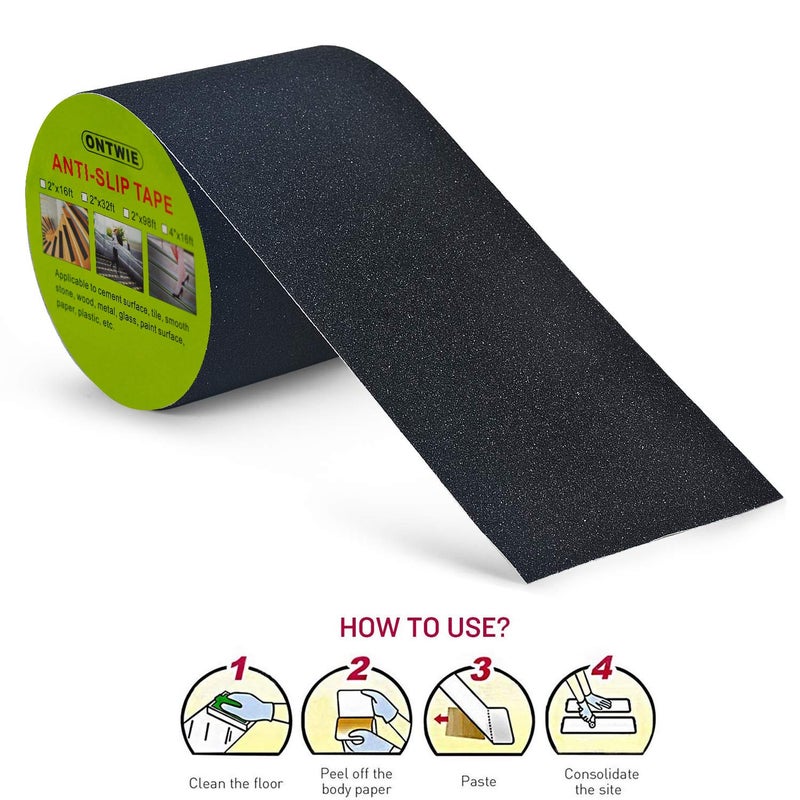 ONTWIE ONTWIE Anti Slip Tape, High Traction Non-slip Tape Adhesive for Stairs, Safety, Tread Step, Indoor, Outdoor 10cm x 5m  - Image 2