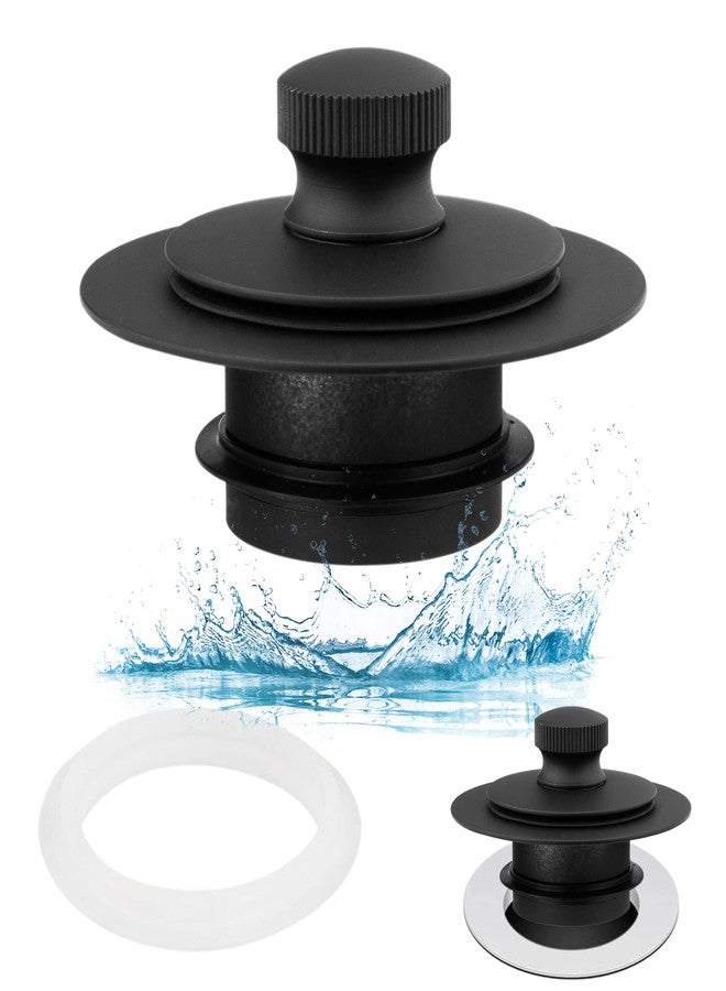 Artiwell Universal Lift and Turn Bath Drain Stopper and Cover, Bathtub Drain Stopper, Replaces lift and turn, Tip-Toe and Trip Lever drains for Tub, EZ Installation and Clearing (MATT BLACK) - Image 1