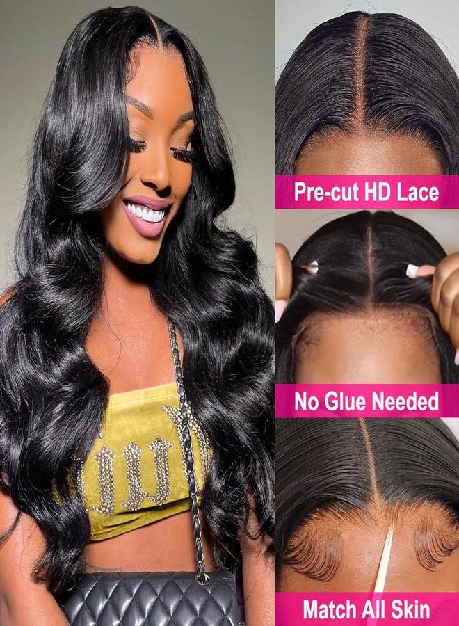 Hedy 10A Glueless Human Hair Wigs for Black Women 180 Density HD Transparent Body Wave Lace Front Wigs Human Hair Pre Plucked with Baby Hair Natural Black(24 Inch) - Image 2