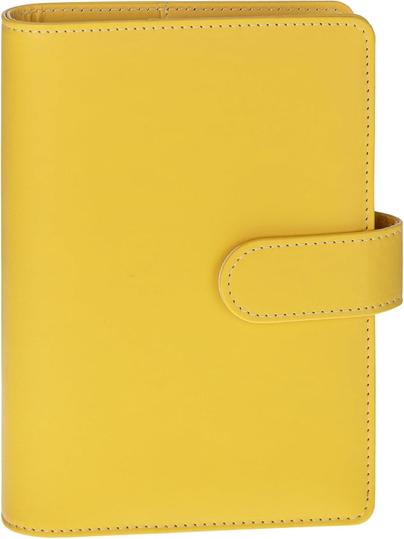 Antner A6 Notebook Binder Refillable 6 Ring Budget Binder Cover for A6 Refill Paper, PU Leather Budget Planner Organizer with Magnetic Buckle, Loose Leaf Personal Planner, Lemon Yellow Low dust buildup - Image 1
