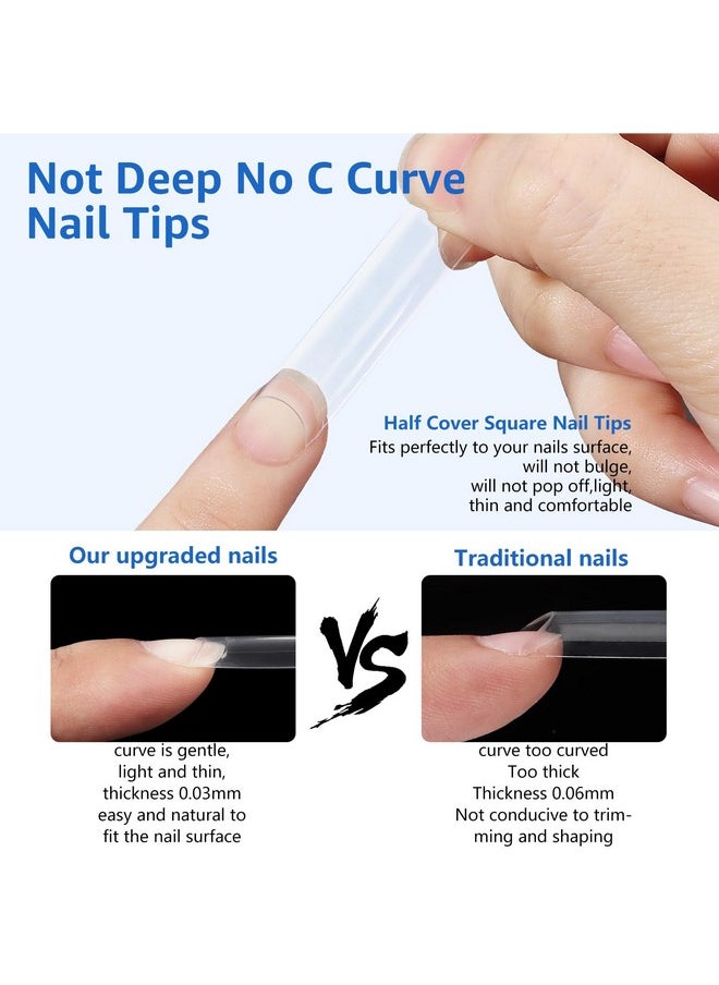 Quaferen No C Curve Nail Tips 240Pcs Xxl Extra Long Clear Tapered Square Flat Straight Nail Tips Half Cover Acrylic Nail Tips Square Fake Nails For Nail Art Salon Home 12 Sizes  - Image 4