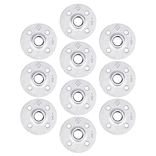PIPE DECOR 1/2 in. Floor Flange, Authentic Galvanized Malleable Iron, 10 Pack, for DIY Pipe Shelving and Furniture Building - Image 1