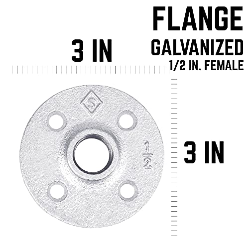 PIPE DECOR 1/2 in. Floor Flange, Authentic Galvanized Malleable Iron, 10 Pack, for DIY Pipe Shelving and Furniture Building - Image 3