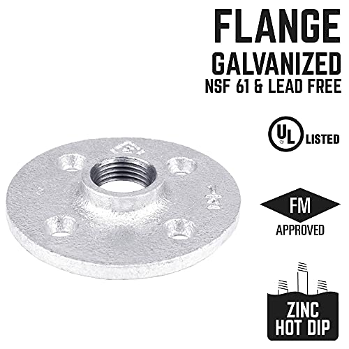 PIPE DECOR 1/2 in. Floor Flange, Authentic Galvanized Malleable Iron, 10 Pack, for DIY Pipe Shelving and Furniture Building - Image 2