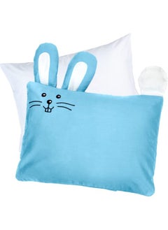 Toddler Pillow With Pillowcase Blue Bunny Design 33X46Cm Durable Hypoallergenic And Machine Washable With Envelope Closure. Perfect For Toddler Cot Kids Bed Set Infant And Travel Blue