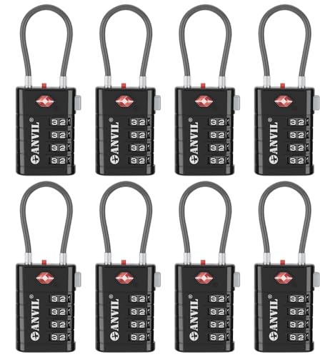 ANVIL TSA Approved Luggage Locks with Search Alert Indicator 4Digit Combination Suitcase Lock Advanced TSA008 Core Heavy Duty AntiTheft Travel Lock for Double Zippers Backpacks 8 Black - Image 1