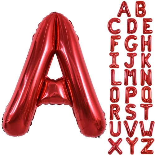 TONIFUL 40 Inch Large Bright Red Letter Balloons AZ Giant Jumbo Helium Foil Mylar Big Letter A Balloons for Birthday Party Anniversary Wedding Decorations - Image 1