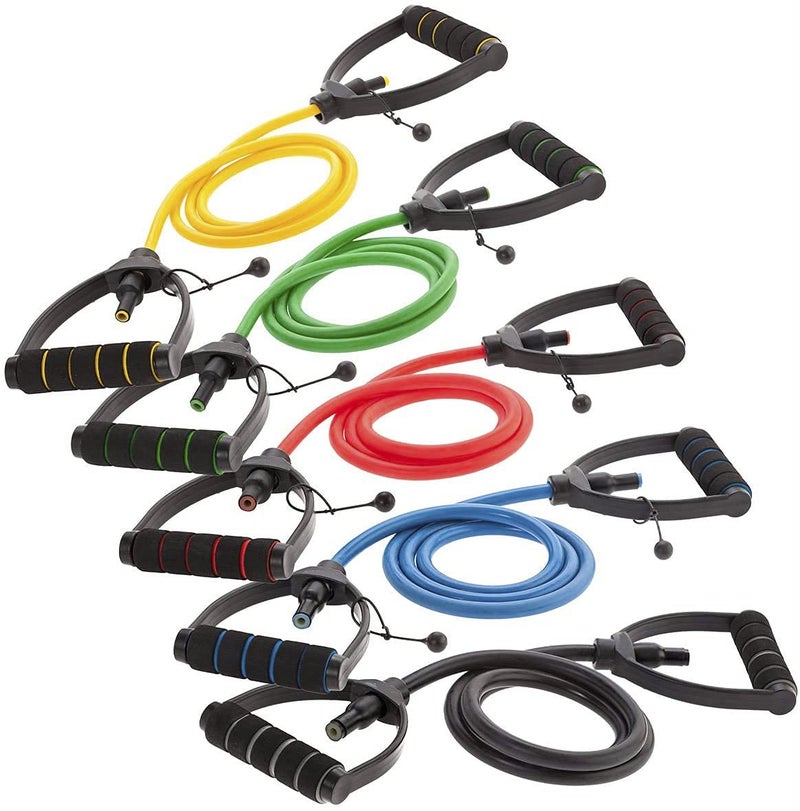 FirstFit Resistance Rubber Band Exercise Cord Professional Toning Tube Exerciser Exercise Band with Comfort Handles 35 to 40 Lbs, Assorted - Image 2