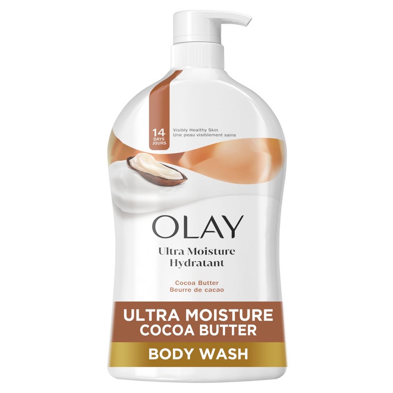 Olay غسول الجسم أولاي فائق الترطيب للنساء، ترطيب لمدة 24 ساعة، يغذي بعمق، مركب فيتامين ب3، رائحة زبدة الكاكاو، 33 أونصة سائلة - Image 1