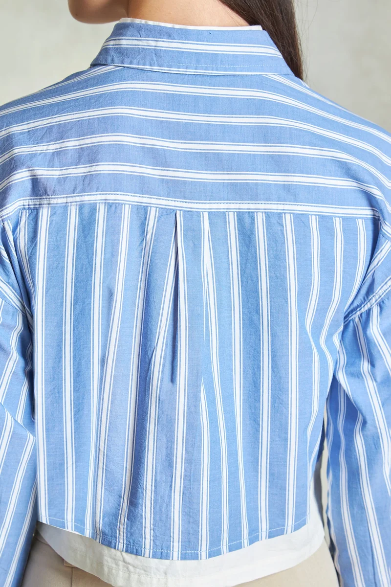 Virgio Cotton Striped Daywear Cropped Shirts for Women