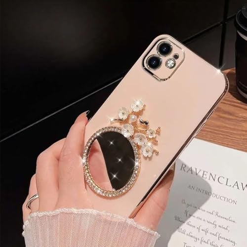 KC Back Cover for Vivo V60 5G - Round Flower Mirror Electroplated Soft Silicone Camera Protection Case - Pink - Image 3