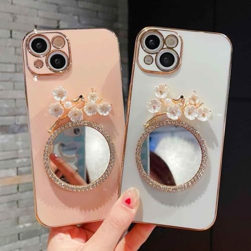 KC Back Cover for Vivo V60 5G - Round Flower Mirror Electroplated Soft Silicone Camera Protection Case - Pink - Image 5