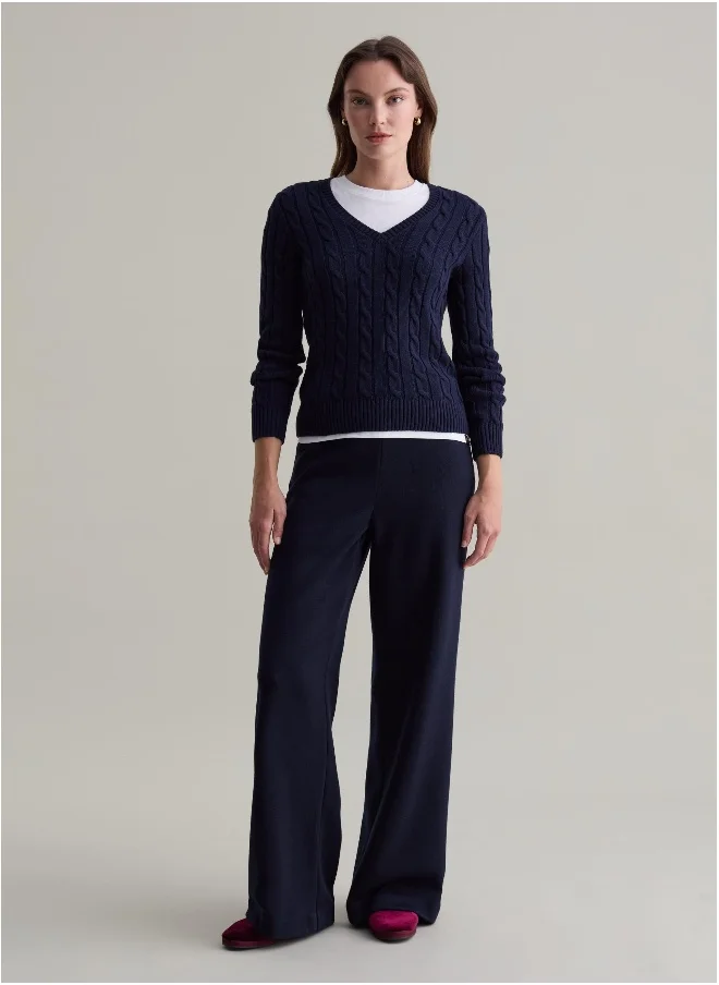 او في اس Cable-knit pullover with V neck