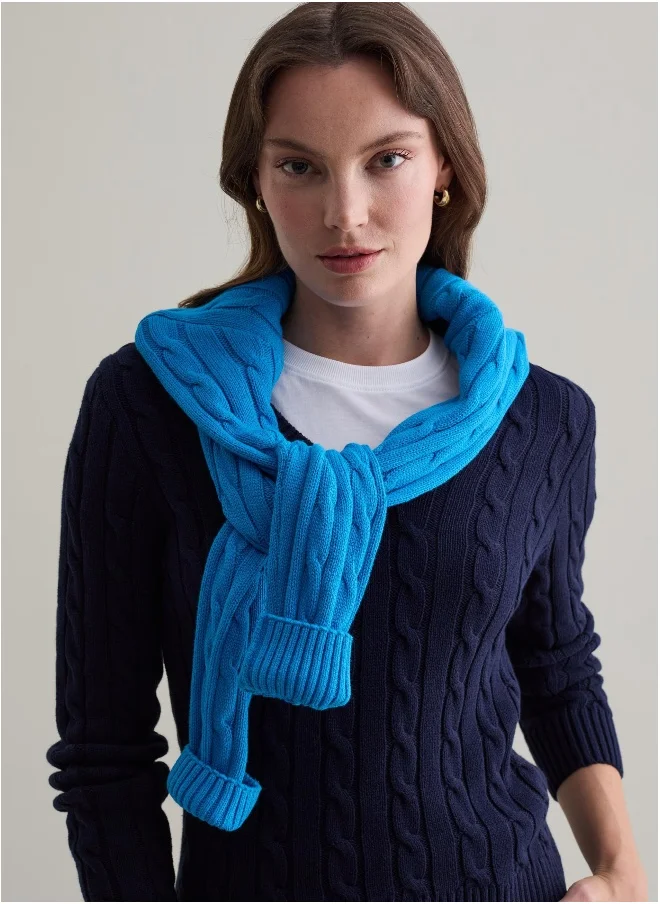 او في اس Cable-knit pullover with V neck