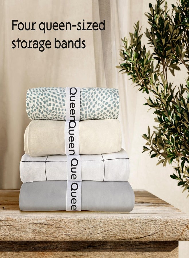 Niagara Sleep Solution Niagara 4 Pack Bed Sheet Organizer and Storage Label Bands - Fully Elastic Stretchable Linen Closet Organizers and Storage - Bed Sheet Organizer Bands for Bed Sheets, Duvets, Quilts, Linen (Queen) - Image 2