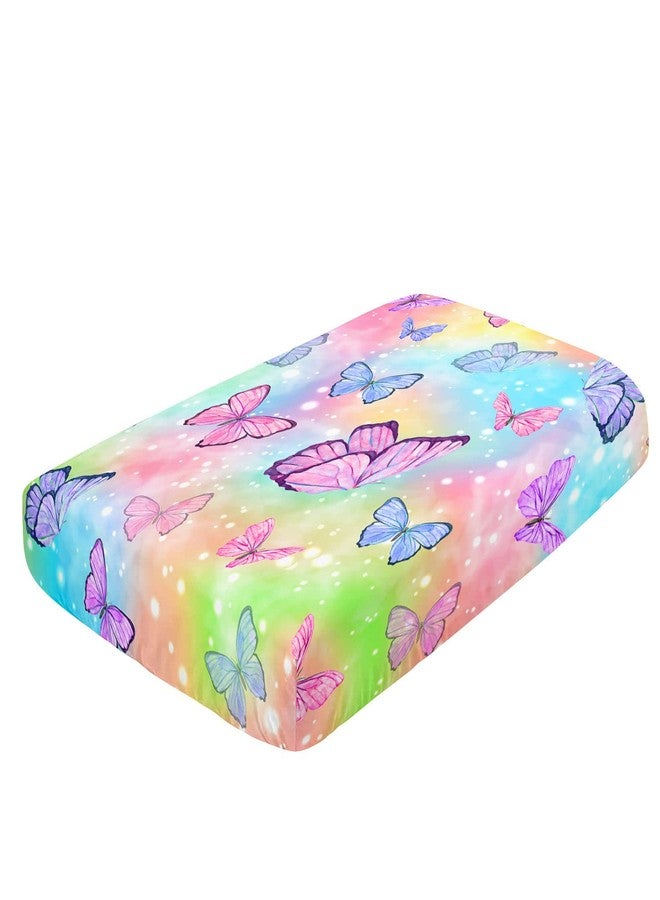 GanGan Datura Home 3-Piece Crib Bedding Set - Watercolor Butterfly Printed Nursery Comforter, Sheet & Skirt for Baby Boys & Girls - Image 4