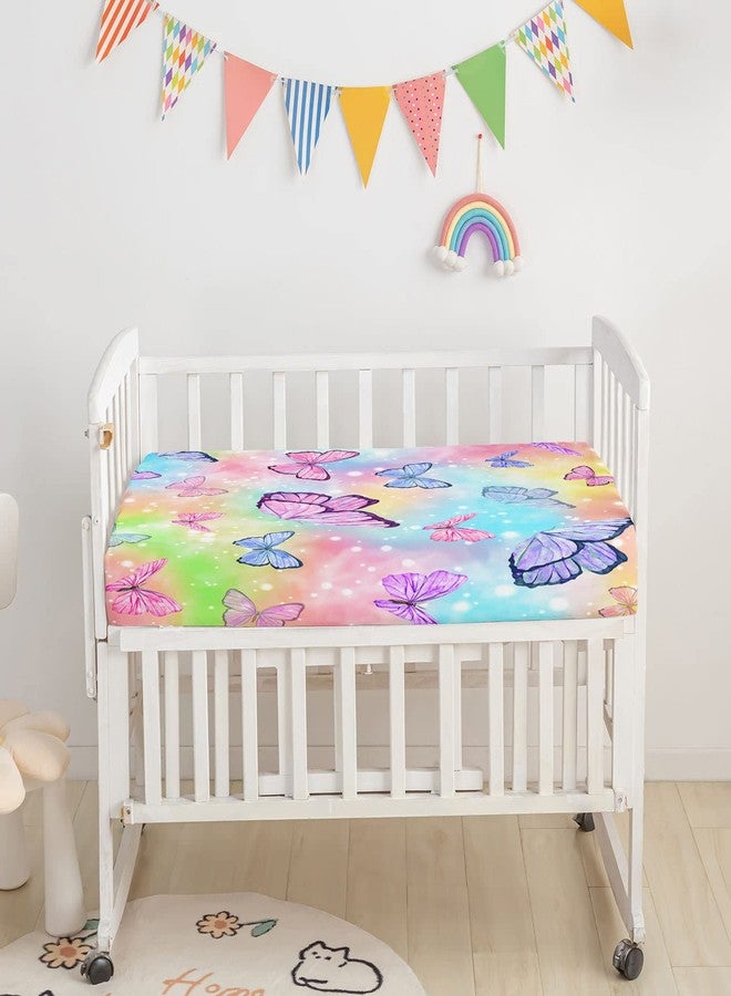 GanGan Datura Home 3-Piece Crib Bedding Set - Watercolor Butterfly Printed Nursery Comforter, Sheet & Skirt for Baby Boys & Girls - Image 3