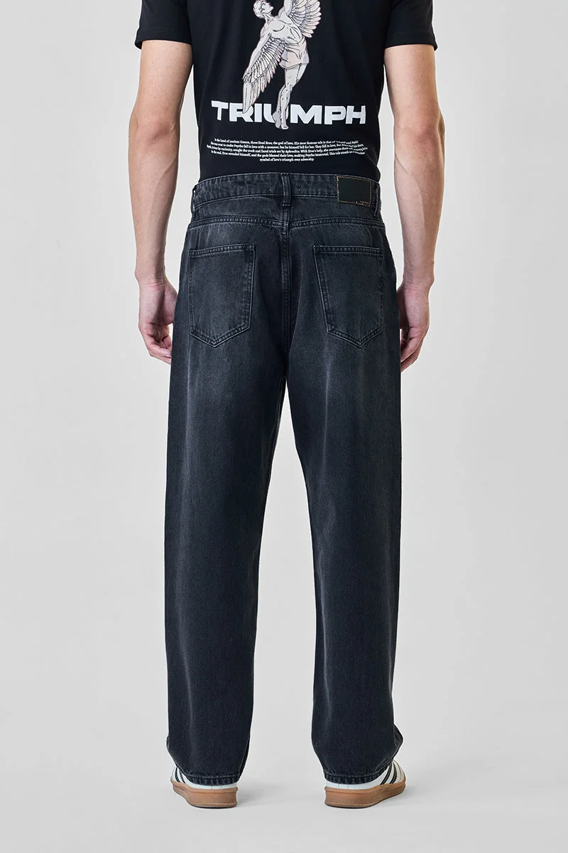 SNITCH Grey Washed Baggy Jeans for Men | Best Price UAE