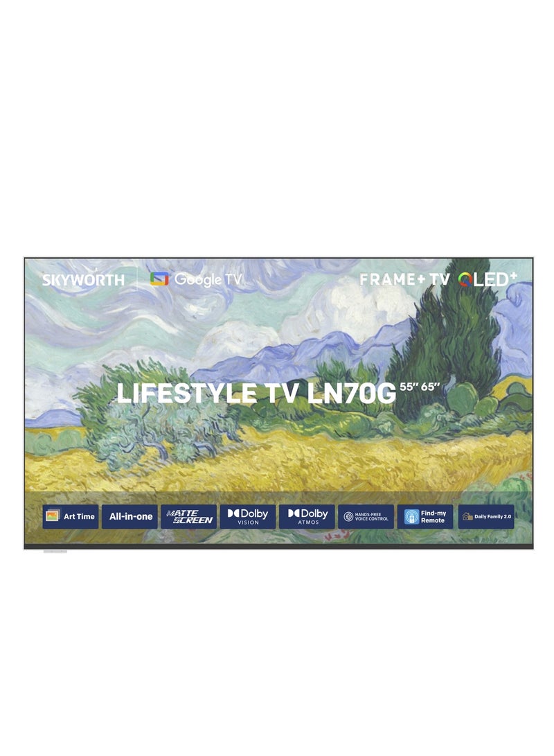 سكاي ورث 65" تلفاز ذكي QLED+ فريم 4K، رعاية العين (خالي من الوميض؛ ضوء أزرق منخفض) جوجل تي في، ابحث عن جهاز التحكم عن بعد، شاشة غير لامعة، وضع الفن، ضمان لمدة عامين - Image 2