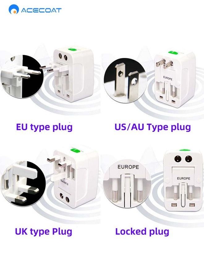 ايسكوت محول سفر متعدد الوظائف والمعايير القابل للتوصيل، مزود بمنفذي USB، يناسب أكثر من 150 دولة بما فيها الاتحاد الأوروبي، المملكة المتحدة، الولايات المتحدة وأستراليا، مما يجعله مثاليًا للاستخدام أثناء السفر  - Image 5