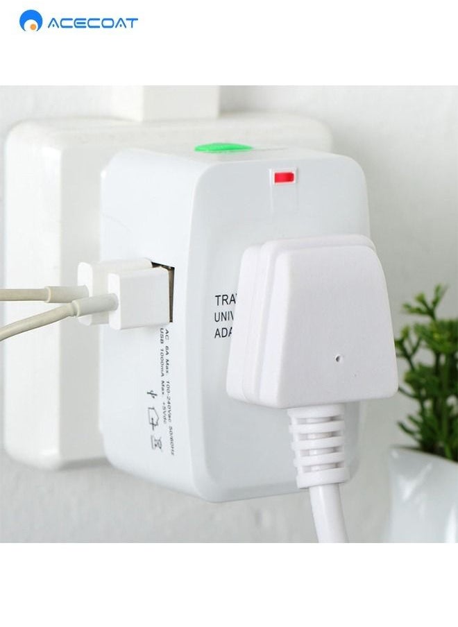 ايسكوت - محول سفر متعدد الوظائف والمعايير القابل للتوصيل، مزود بمنفذي USB، يناسب أكثر من 150 دولة بما فيها الاتحاد الأوروبي، المملكة المتحدة، الولايات المتحدة وأستراليا، مما يجعله مثاليًا للاستخدام أثناء السفر - Image 1