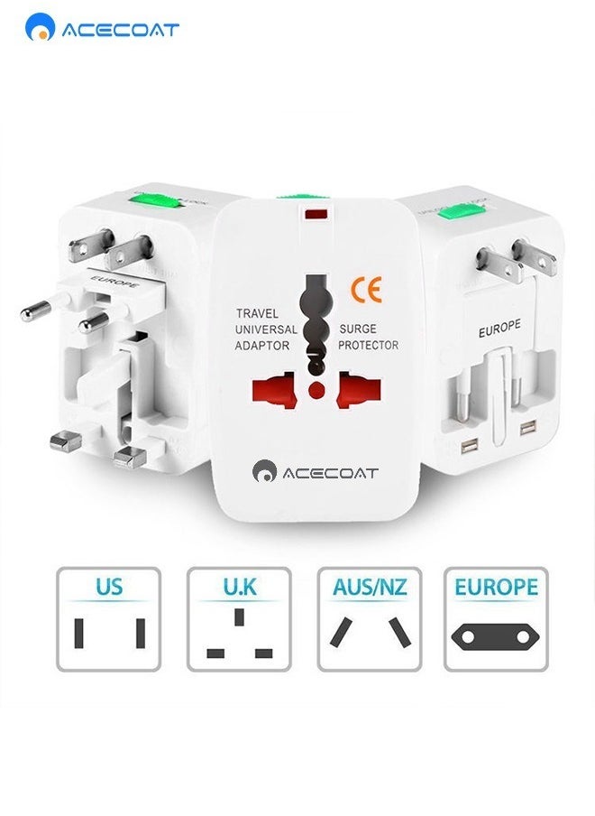 ايسكوت محول سفر متعدد الوظائف والمعايير القابل للتوصيل، مزود بمنفذي USB، يناسب أكثر من 150 دولة بما فيها الاتحاد الأوروبي، المملكة المتحدة، الولايات المتحدة وأستراليا، مما يجعله مثاليًا للاستخدام أثناء السفر  - Image 1