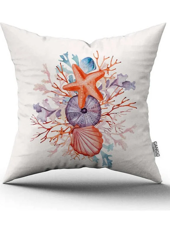 Cango Home Double Sided Blue Orange Marine Patterned Digital Printed Throw Pillow Cover CGH1189