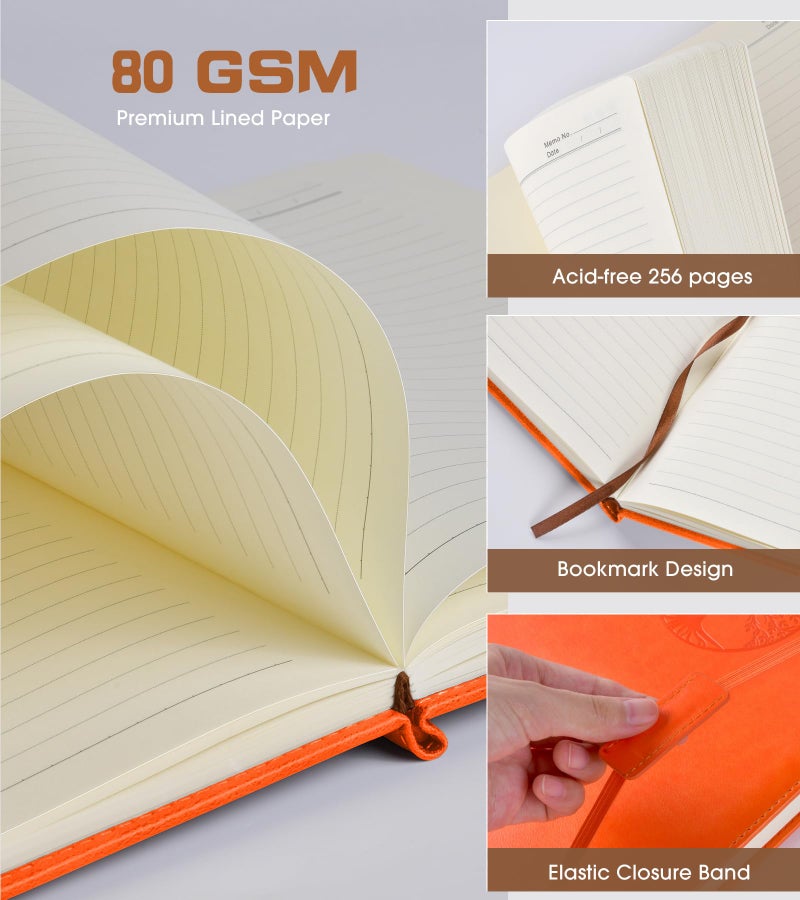 Biuwory Lined Journal Notebook for Women Men,256 Pages A4 Large Hardcover Leather Journals for Writing,Travel,Business,Work,School,College Ruled Notebooks for Note Taking, Diary Notepad 8.6"×11" - Image 4