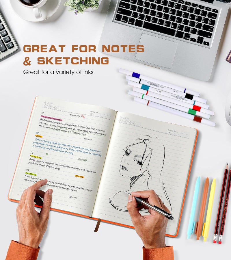Biuwory Lined Journal Notebook for Women Men,256 Pages A4 Large Hardcover Leather Journals for Writing,Travel,Business,Work,School,College Ruled Notebooks for Note Taking, Diary Notepad 8.6"×11" - Image 5
