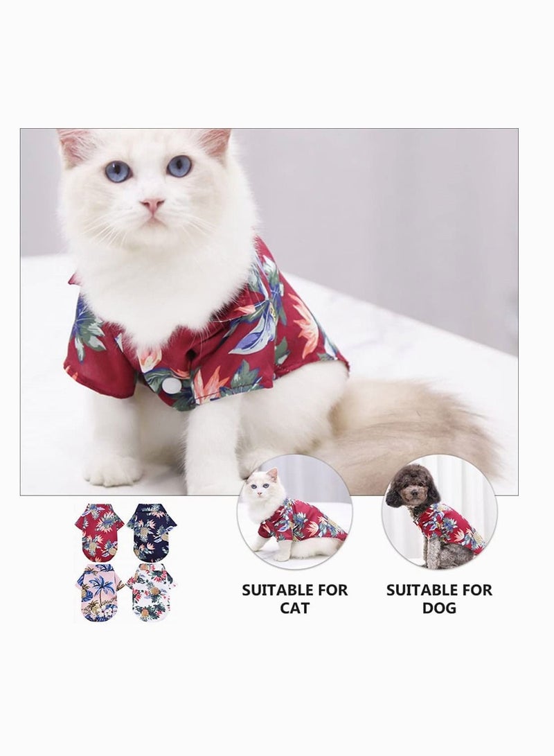 SYOSI Pet Summer Clothes, SYOSI 4 Pieces Breathable Dog Hawaiian Shirt Cool Puppy Sweatshirt for Small Dogs and Cats, Fit for About 1 to 1.5 Kg of Pets  - Image 2