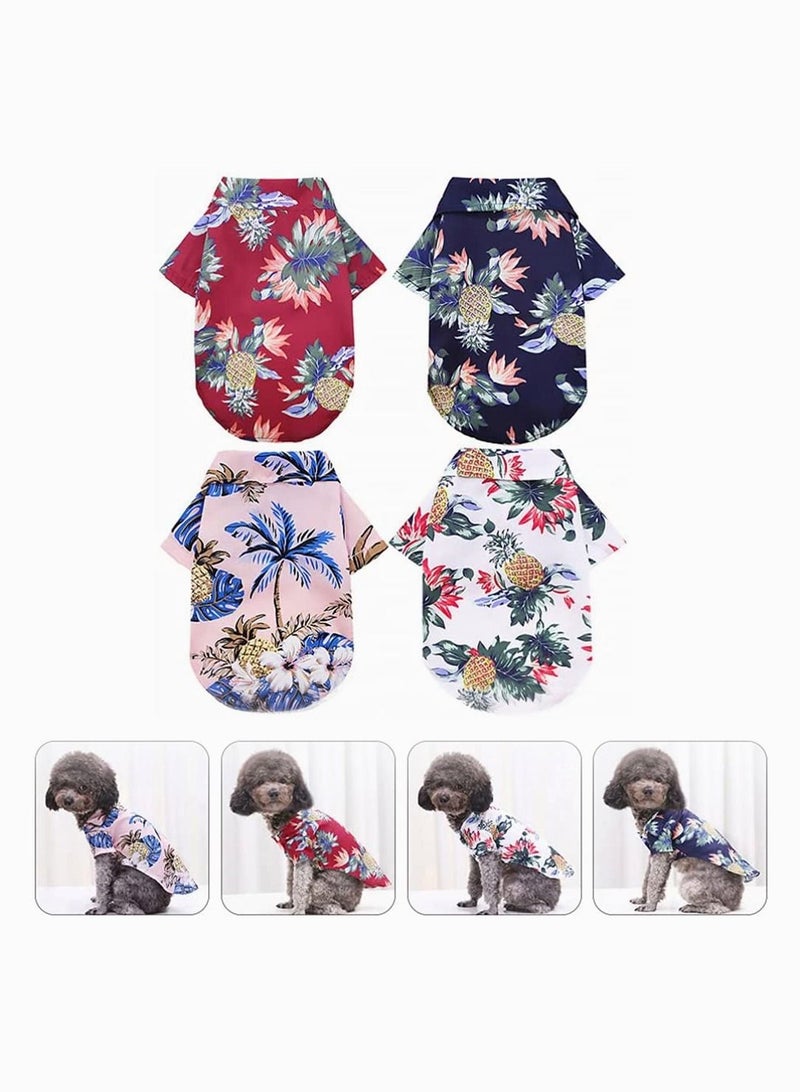 SYOSI Pet Summer Clothes, SYOSI 4 Pieces Breathable Dog Hawaiian Shirt Cool Puppy Sweatshirt for Small Dogs and Cats, Fit for About 1 to 1.5 Kg of Pets  - Image 1