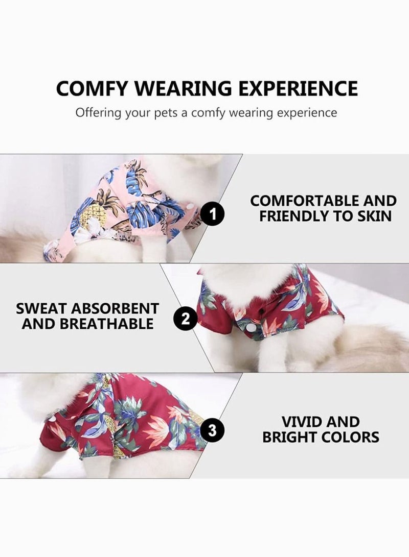 SYOSI Pet Summer Clothes, SYOSI 4 Pieces Breathable Dog Hawaiian Shirt Cool Puppy Sweatshirt for Small Dogs and Cats, Fit for About 1 to 1.5 Kg of Pets  - Image 3