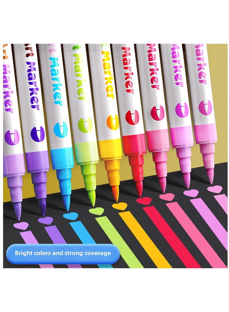 Generic 24 Pieces 48 Colors Acrylic Paint Markers Set, Premium Dual Tip Dual Color Acrylic Paint Pens With Brush Tip, Sunproof, Waterproof,Non-Toxic, odorless, Suitable for Paper, Pottery, Stones, Backpacks, Glass DIY crafts  - Image 2