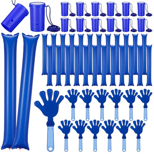 Rotatingpals 48 Pcs Cheering Noisemakers Set Included 12 Pcs Mini Air Horns Noisemakers 12 Hand Clappers 24 Thunder Sticks for Birthdays Sporting EventsBlue - Image 1