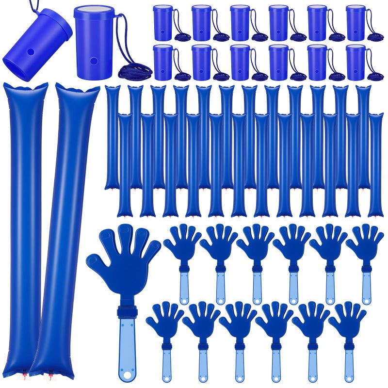 Rotatingpals 48 Pcs Cheering Noisemakers Set Included 12 Pcs Mini Air Horns Noisemakers 12 Hand Clappers 24 Thunder Sticks for Birthdays Sporting EventsBlue - Image 3