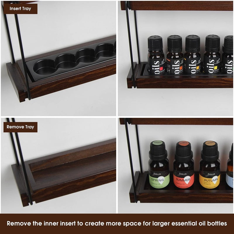 J JACKCUBE DESIGN Essential Oils Display Shelves Wall Mount Black Metal and Wood, Nail Polish Paint Holder Rack Organizer Holds 70 Bottles (5 Tier) : MK482A - Image 3