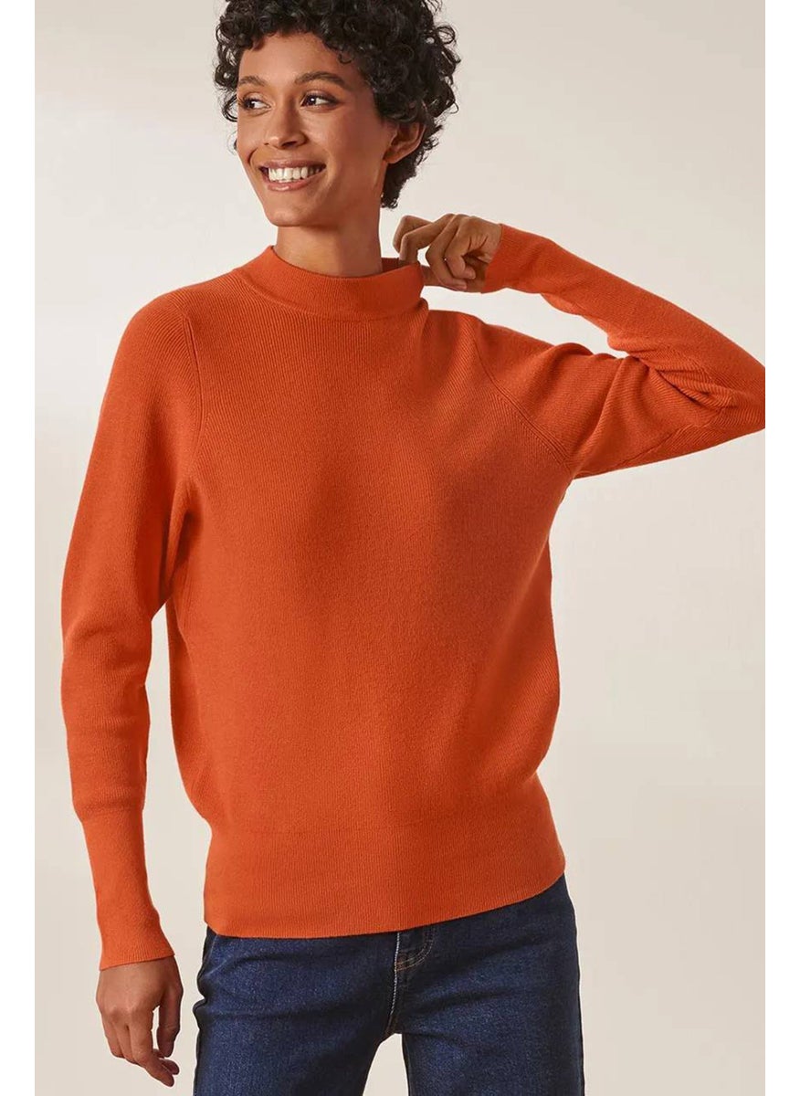 Tchibo Women High Neck Ribbed Sweaters, Dark Orange  - Image 1