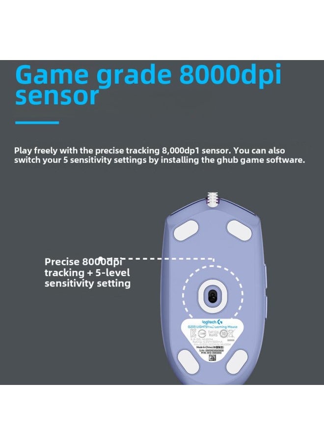 Generic - Logitech G102 Second Generation Wired Game Mouse Electronic Competition Machinery Rgb Dazzling Csgo Eat Chicken Lol Macro Programming Unpacking-Color:G102 Second Generation Black + Large Table Mat + Foot Patch -Interface:Official Standard - Image 1