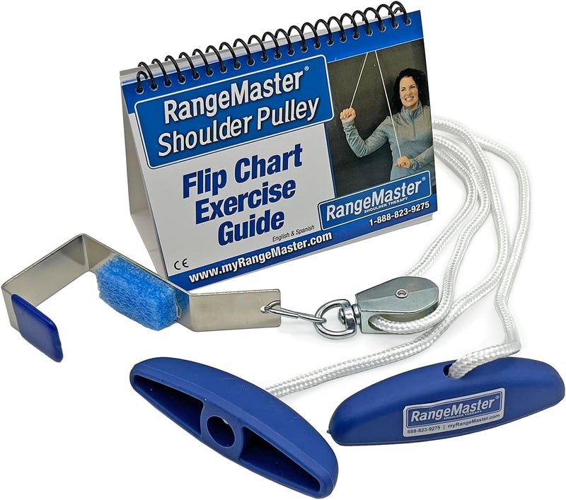 RangeMaster Molded Rubber Handle Shoulder Pulley │ Physical Therapy Tool │ Aids in Recovery and Rehabilitation │ Increases Mobility │ Metal Bracket Door Attachment - Image 1