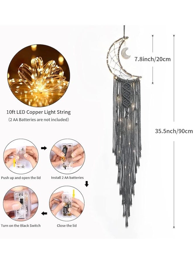 انتيكيانو مكرمية منسوجة للتعليق على الحائط شكل قمر صائد الاحلام - Image 3