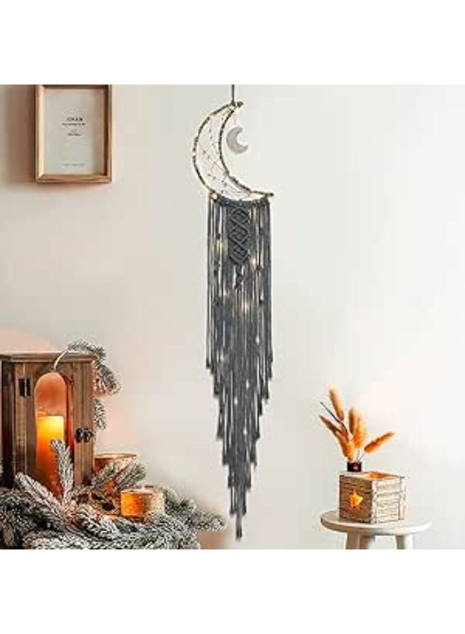 انتيكيانو مكرمية منسوجة للتعليق على الحائط شكل قمر صائد الاحلام - Image 1