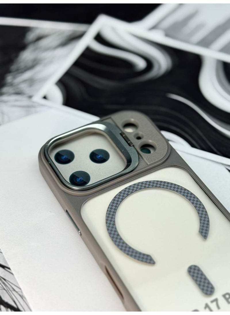 general Cat-Cot Magnetic Shockproof Case for iPhone 17 Pro with Camera Lens Protector & Kickstand Ring – Anti-Scratch, MagSafe Compatible, Carbon Fiber Design - Image 2