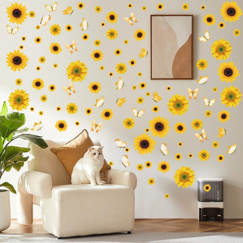 AOWDIAO Sunflower Peel and Stick Wall Decals, Sunflower Decorations for Bedroom, Kitchen, Bathroom, Living Room - Image 5