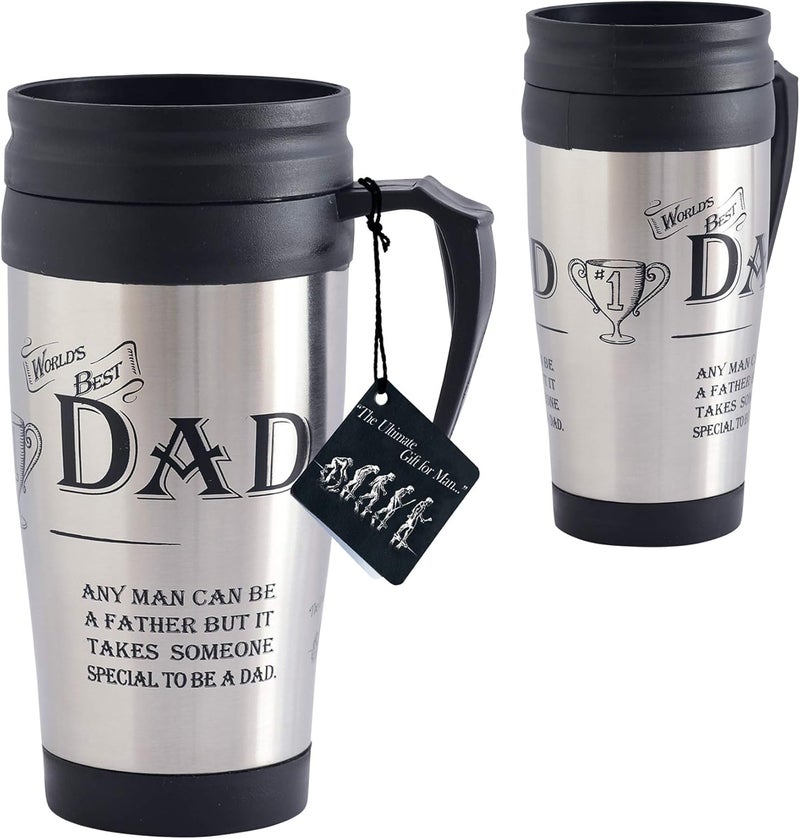 Arora 8836 World's Best Dad Travel Mug, Stainless Steel, Multicoloured - Image 1