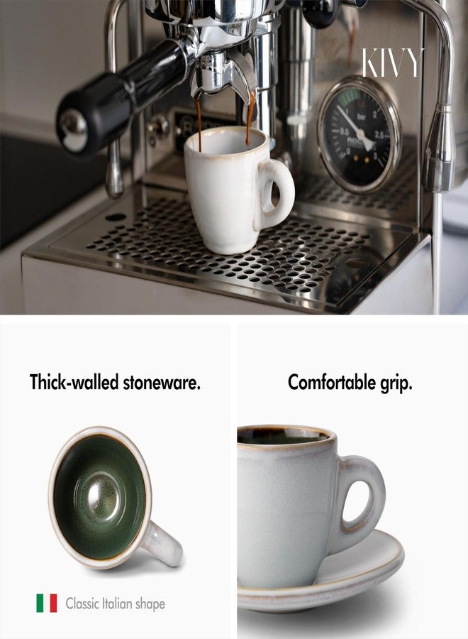 KIVY أكواب إسبريسو من الخزف الحجري من KIVY، طقم من 4 قطع - تصميم إيطالي، جدران سميكة، 3 أونصة، آمنة للاستخدام في الميكروويف وغسالة الصحون - Image 2