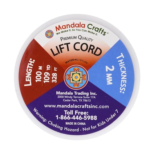 Mandala Crafts 2mm Oak Blind Strings Lift Shade Cord - 109 Yards Braided Nylon Cord for Roman Shades, Curtain String, and Blinds Repair or Replacement - Image 3