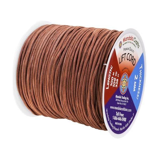 Mandala Crafts 2mm Oak Blind Strings Lift Shade Cord - 109 Yards Braided Nylon Cord for Roman Shades, Curtain String, and Blinds Repair or Replacement - Image 2