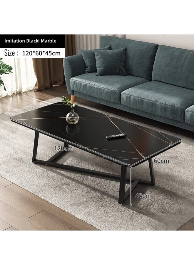 جيجيرو طاولة قهوة كبيرة السعة للتخزين، طاولة بسيطة لغرفة المعيشة، طاولة شاي حديثة، وحدة صغيرة، غرفة معيشة مربعة، تصميم طاولة شاي صغيرة بسيطة (رخام أسود تقليد) - Image 2