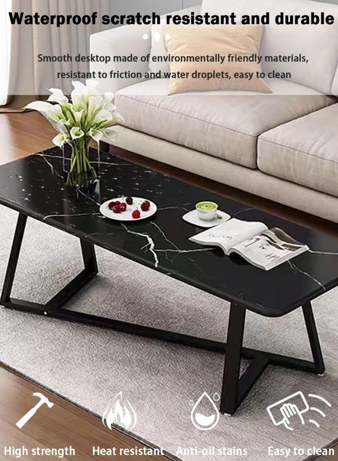 جيجيرو طاولة قهوة كبيرة السعة للتخزين، طاولة بسيطة لغرفة المعيشة، طاولة شاي حديثة، وحدة صغيرة، غرفة معيشة مربعة، تصميم طاولة شاي صغيرة بسيطة (رخام أسود تقليد) - Image 5